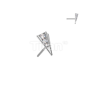Titanium Threadless Push In 3D Triangle Prism CZ Top - Image 2