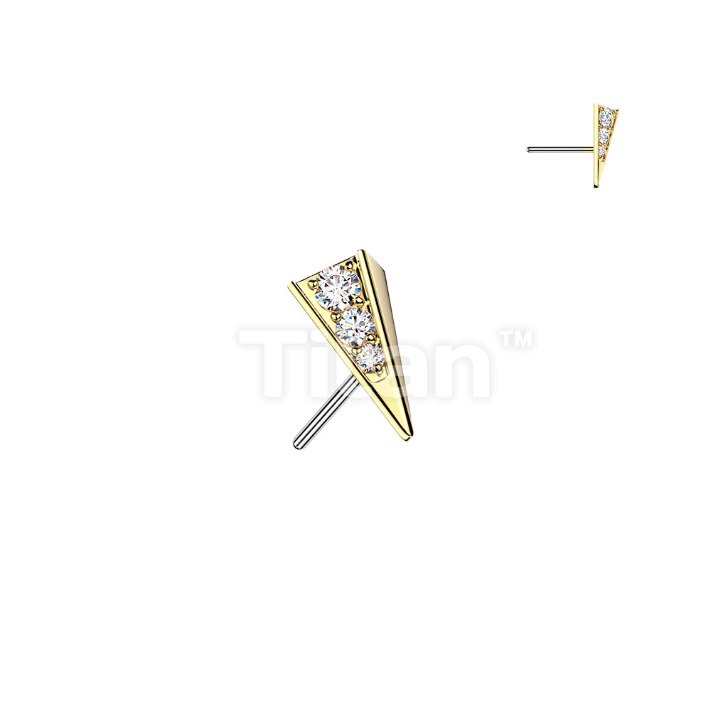 Titanium Threadless Push In 3D Triangle Prism CZ Top - Image 3