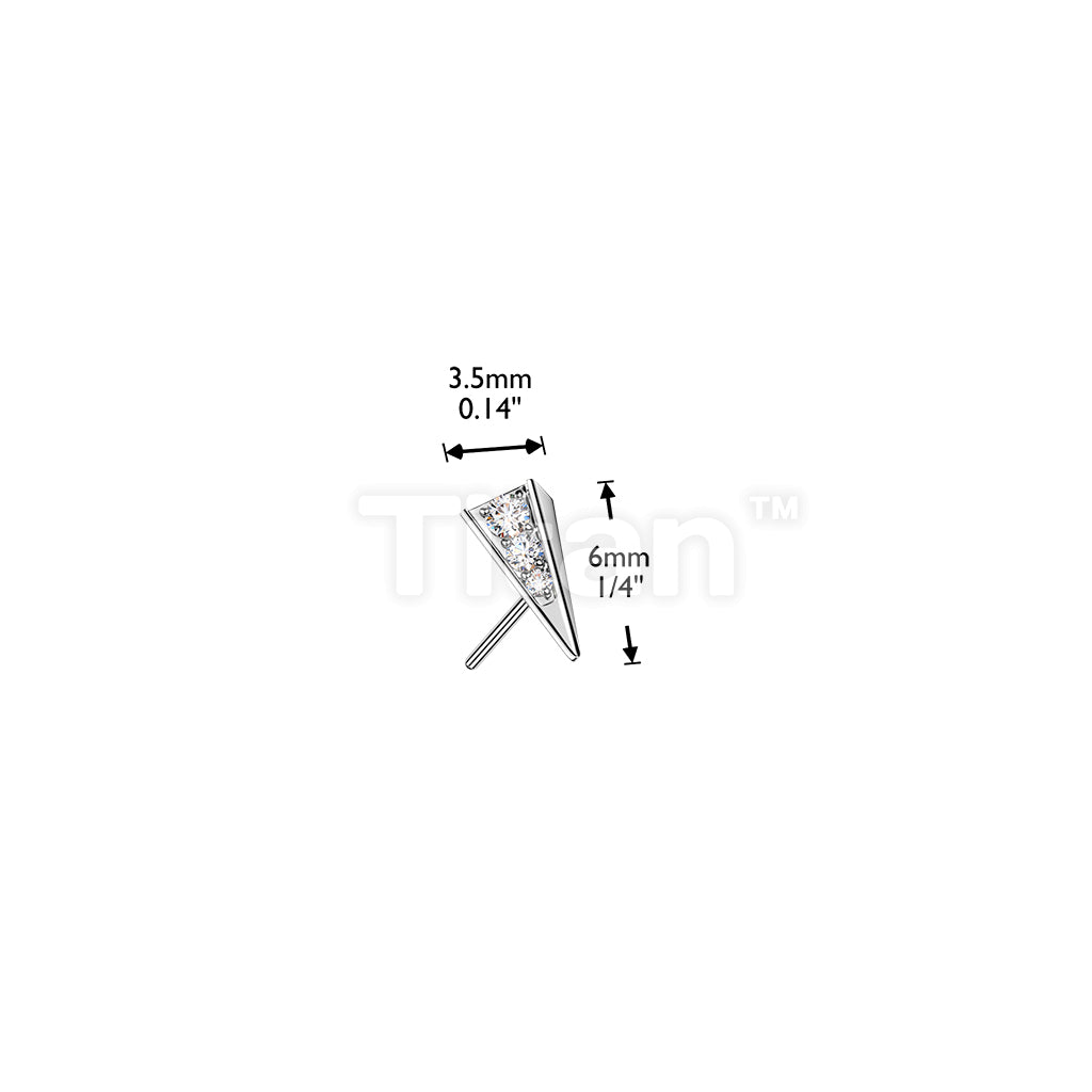 Titanium Threadless Push In 3D Triangle Prism CZ Top - Image 4