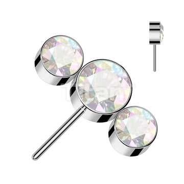 Implant Grade Titanium Threadless Push In 3 Round Bezel Set CZ Curved Forward Facing Top - Image 3