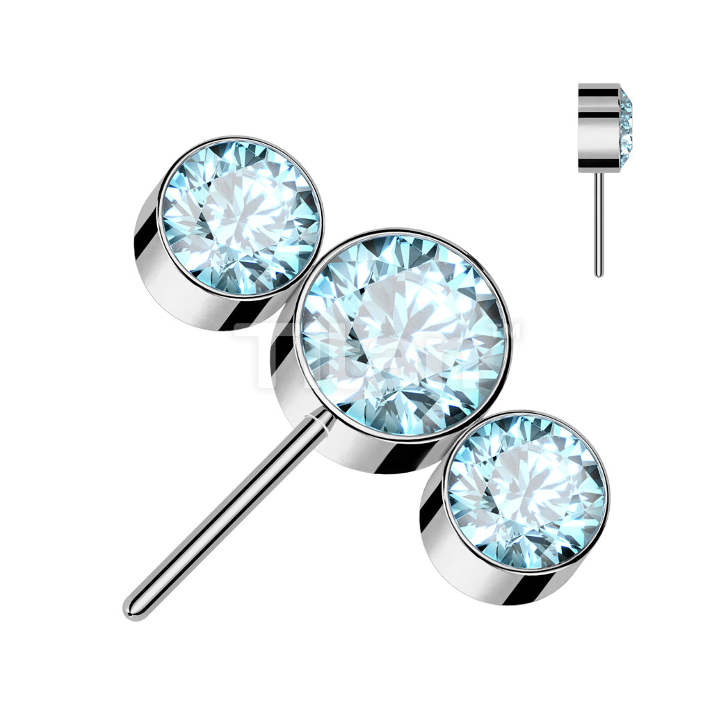 Implant Grade Titanium Threadless Push In 3 Round Bezel Set CZ Curved Forward Facing Top - Image 7