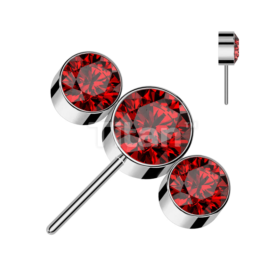 Implant Grade Titanium Threadless Push In 3 Round Bezel Set CZ Curved Forward Facing Top - Image 8