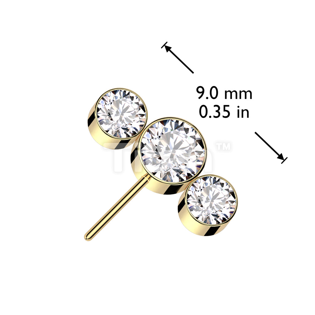 Implant Grade Titanium Threadless Push In 3 Round Bezel Set CZ Curved Forward Facing Top - Image 10