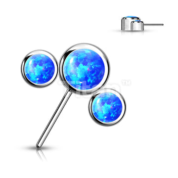 Implant Grade Titanium Threadless Push In 3 Round Bezel Set Opal Curved Forward Facing Top - Image 3