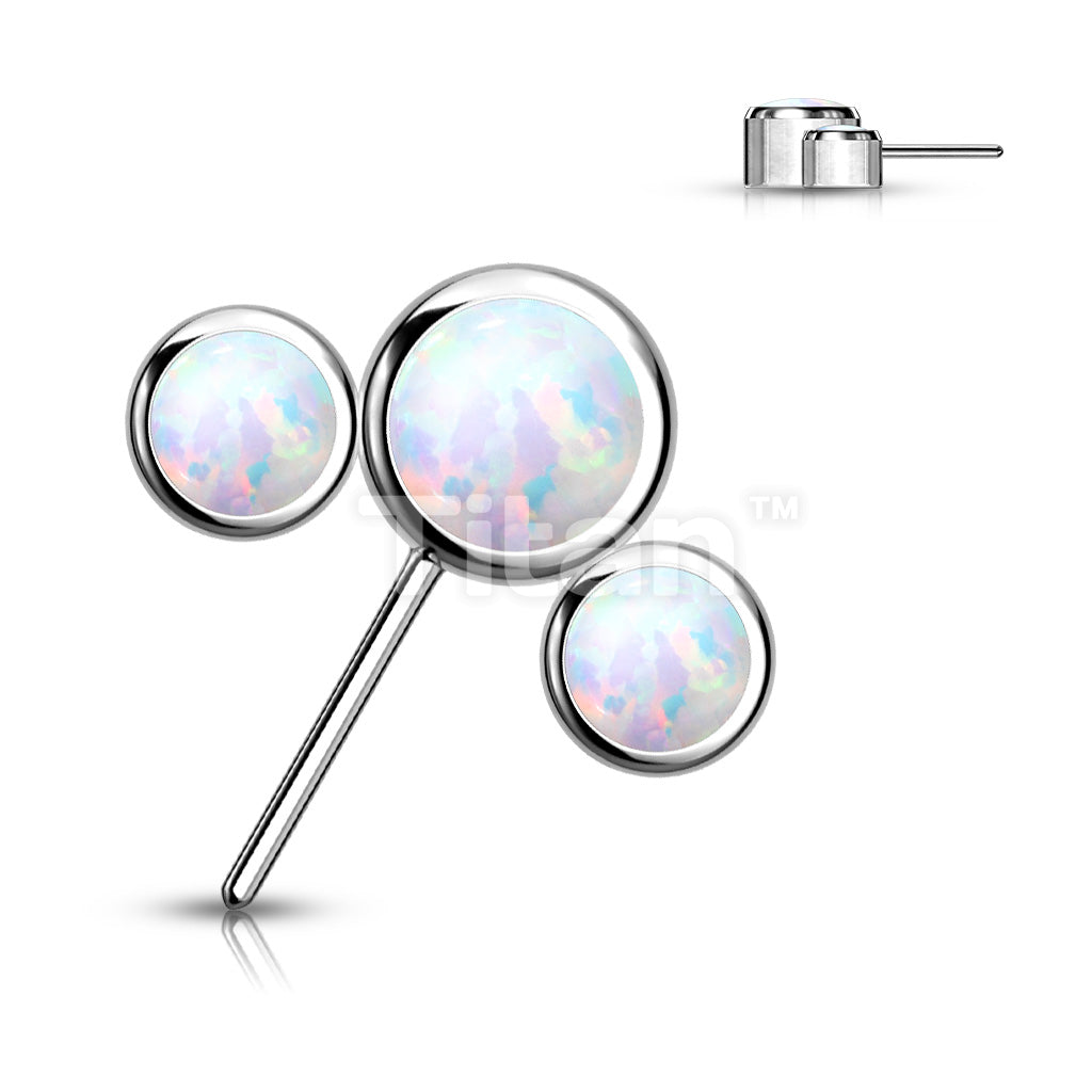 Implant Grade Titanium Threadless Push In 3 Round Bezel Set Opal Curved Forward Facing Top - Image 4