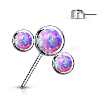 Implant Grade Titanium Threadless Push In 3 Round Bezel Set Opal Curved Forward Facing Top - Image 5