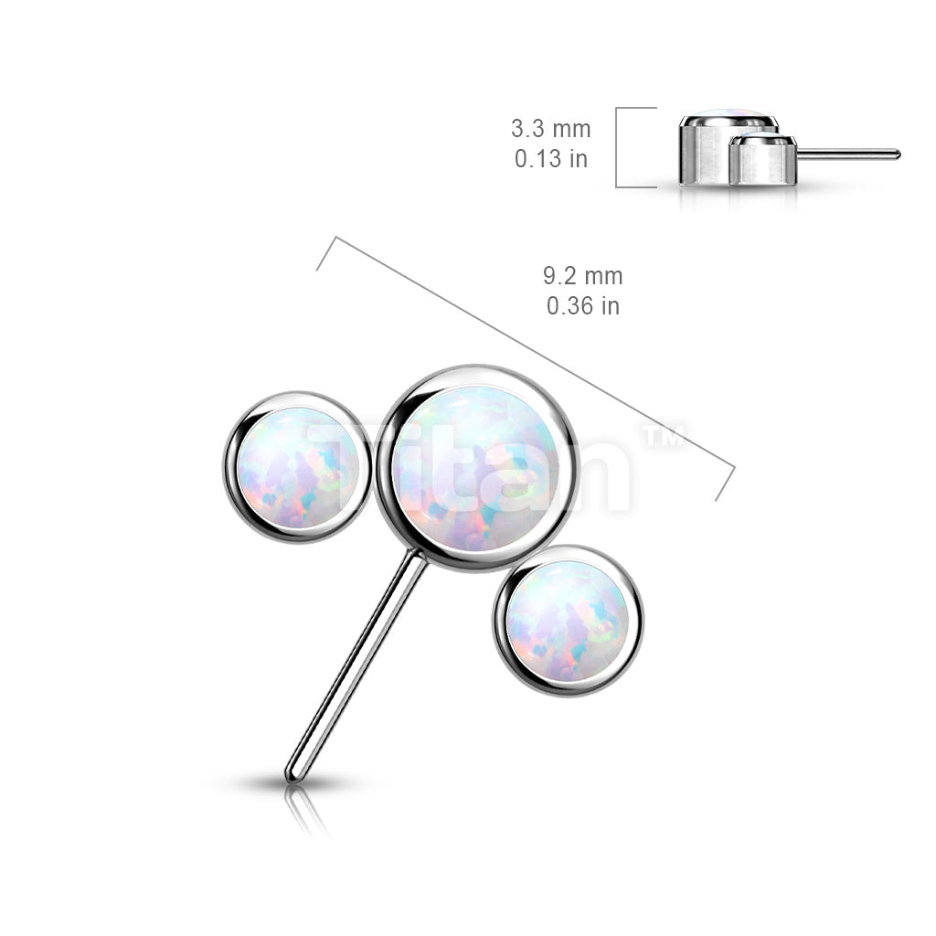 Implant Grade Titanium Threadless Push In 3 Round Bezel Set Opal Curved Forward Facing Top - Image 6