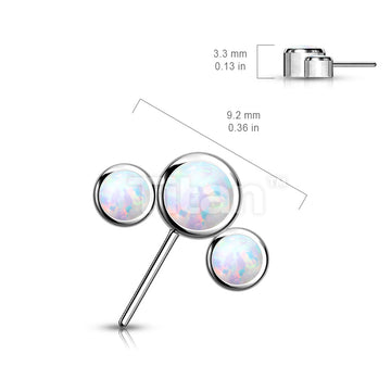 Implant Grade Titanium Threadless Push In 3 Round Bezel Set Opal Curved Forward Facing Top - Image 6