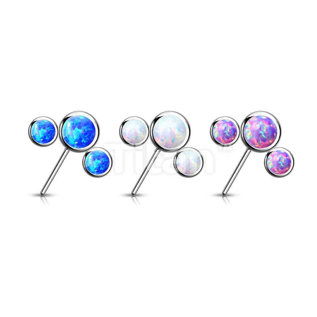 Implant Grade Titanium Threadless Push In 3 Round Bezel Set Opal Curved Forward Facing Top - Image 7