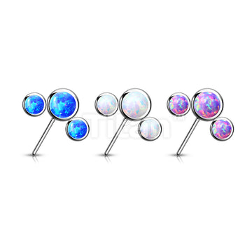 Implant Grade Titanium Threadless Push In 3 Round Bezel Set Opal Curved Forward Facing Top - Image 7