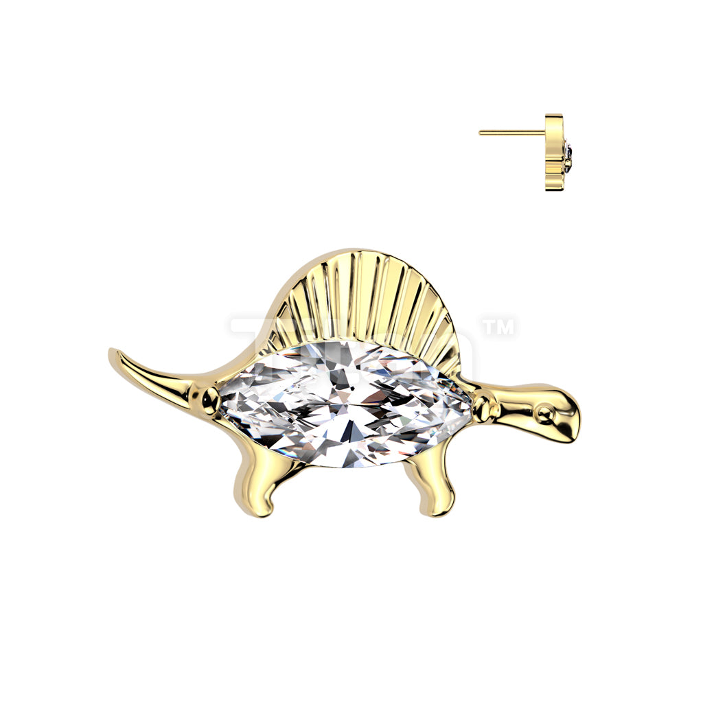 Implant Grade Titanium Threadless Push In CZ Dinosaur Top - Image 2