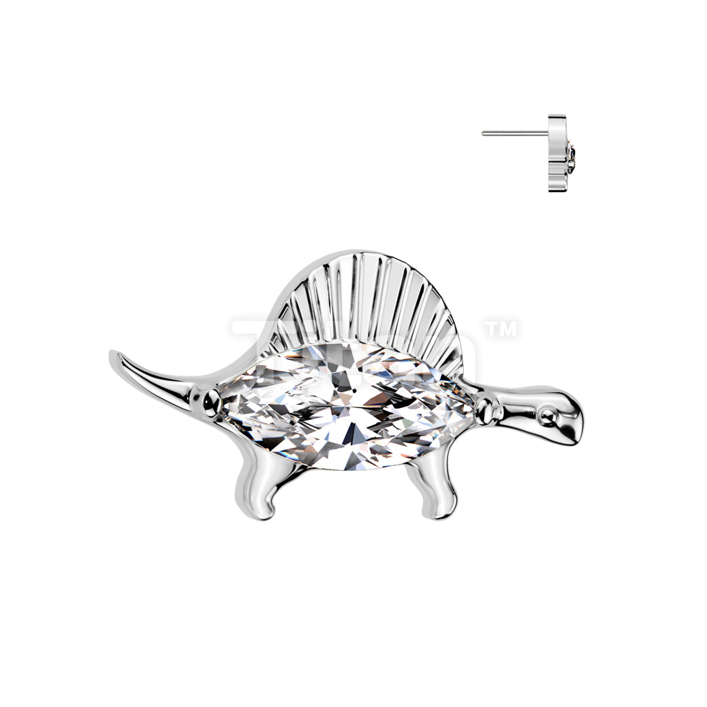 Implant Grade Titanium Threadless Push In CZ Dinosaur Top - Image 3