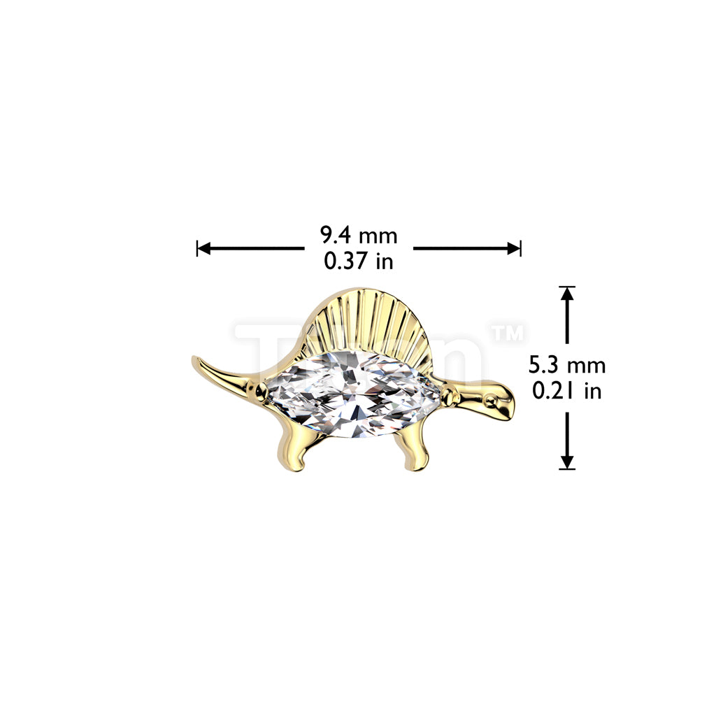 Implant Grade Titanium Threadless Push In CZ Dinosaur Top - Image 4