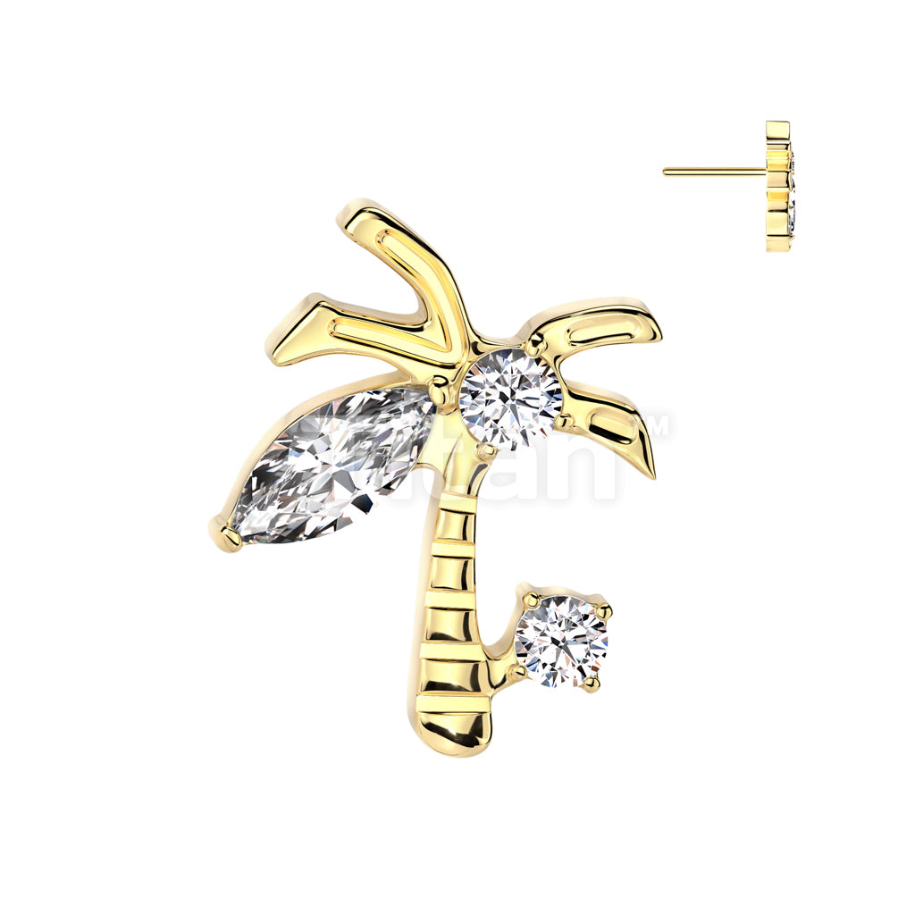 Implant Grade Titanium Threadless Push In CZ Palm Tree Top - Image 2