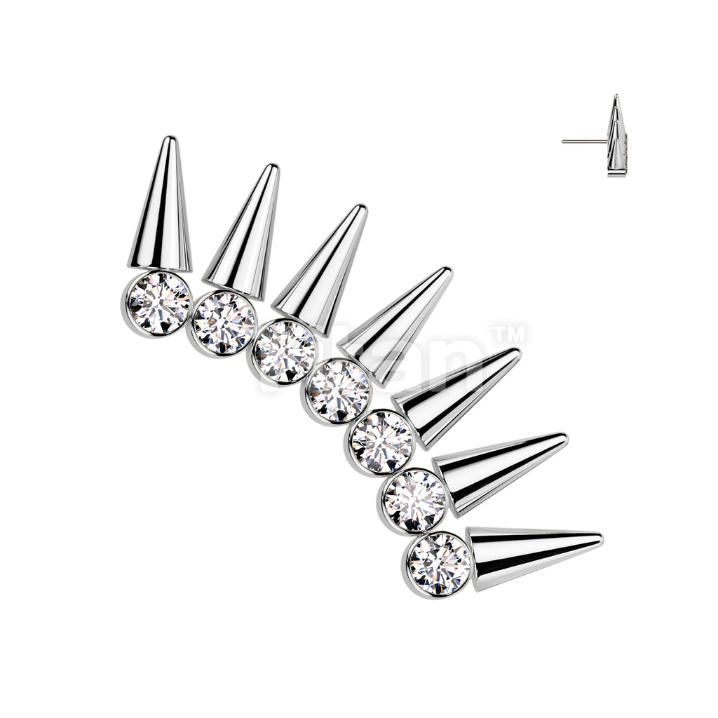 Implant Grade Titanium Threadless Push In 7 Spikes With CZ Fan Top - Image 2
