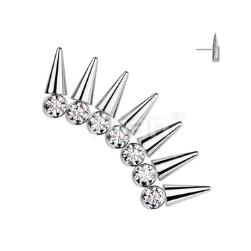 Implant Grade Titanium Threadless Push In 7 Spikes With CZ Fan Top - Image 2