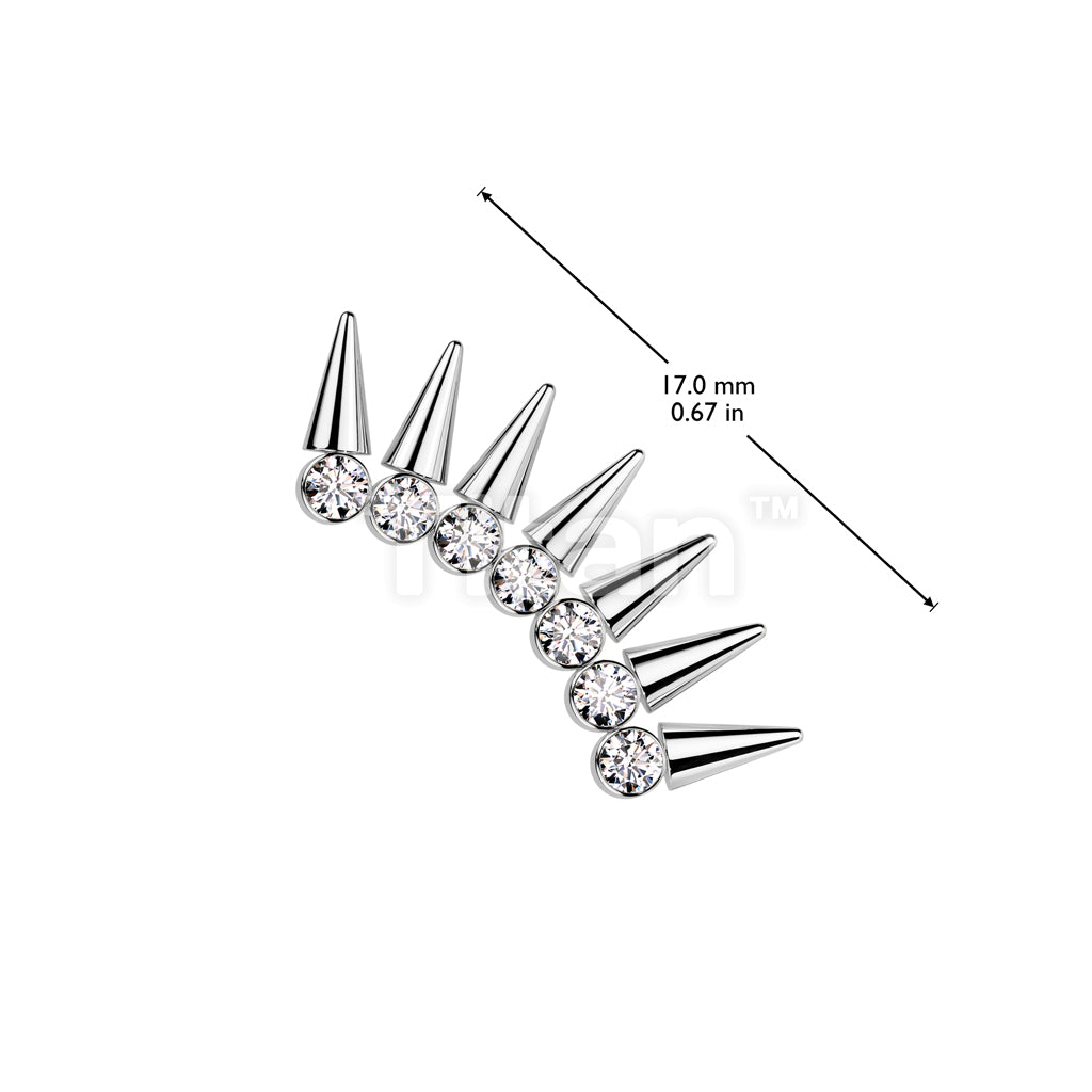 Implant Grade Titanium Threadless Push In 7 Spikes With CZ Fan Top - Image 3