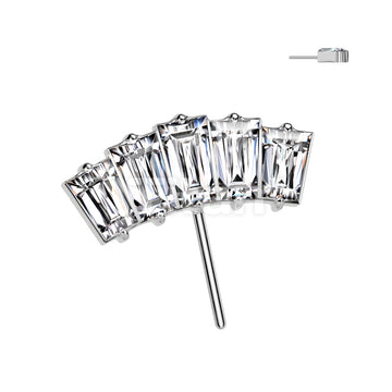 Implant Grade Titanium Threadless Push In 5 Baguette CZ Fan Forward Facing Top - Image 2