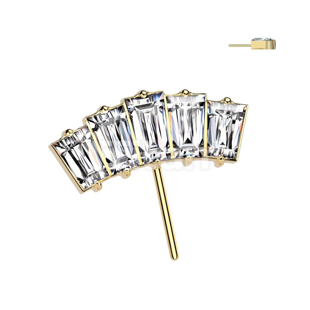 Implant Grade Titanium Threadless Push In 5 Baguette CZ Fan Forward Facing Top - Image 3