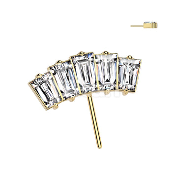 Implant Grade Titanium Threadless Push In 5 Baguette CZ Fan Forward Facing Top - Image 3