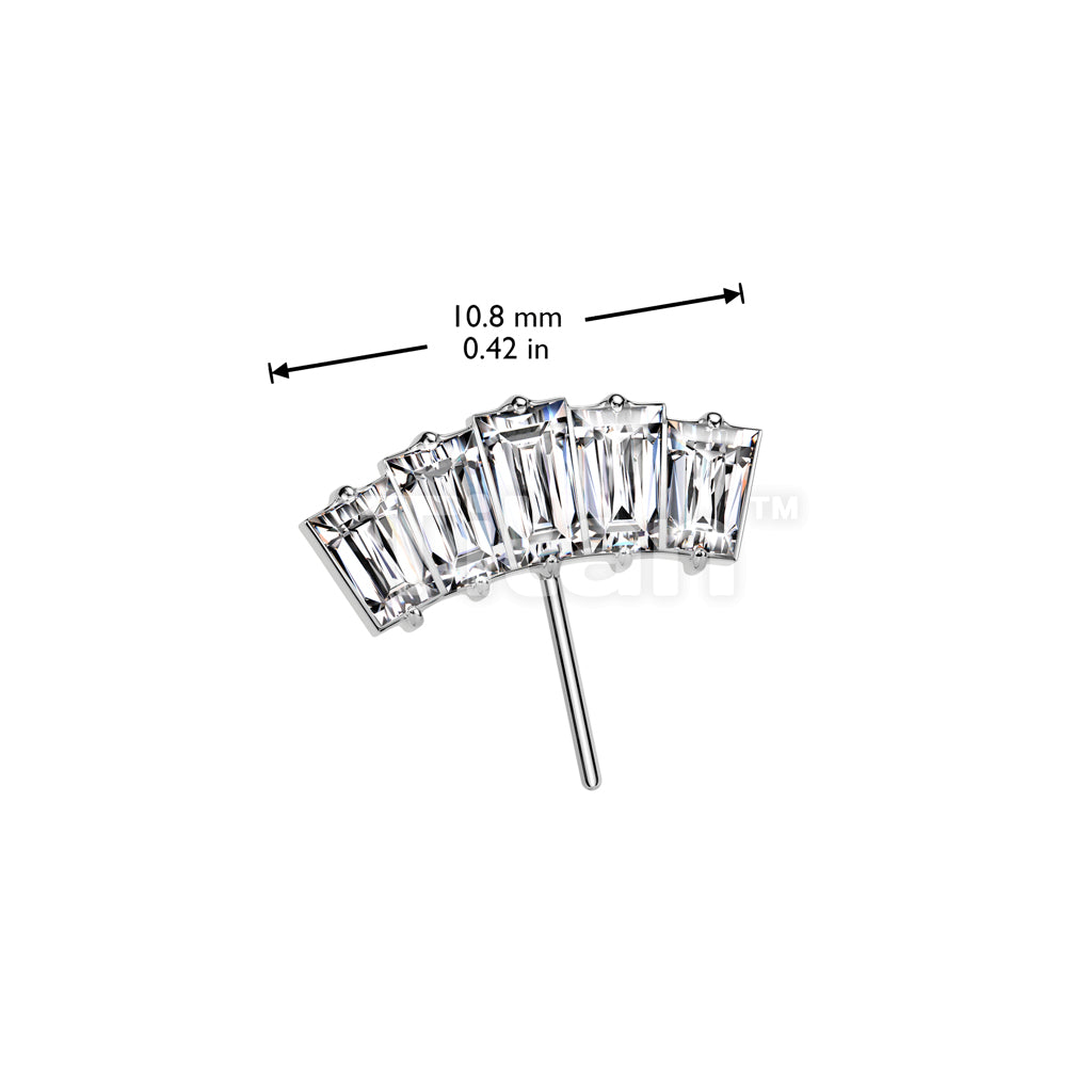 Implant Grade Titanium Threadless Push In 5 Baguette CZ Fan Forward Facing Top - Image 4
