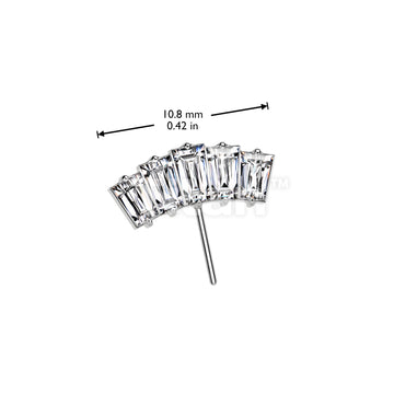 Implant Grade Titanium Threadless Push In 5 Baguette CZ Fan Forward Facing Top - Image 4