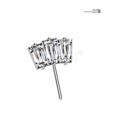 Implant Grade Titanium Threadless Push In 3 Baguette CZ Fan Forward Facing Top - Image 2