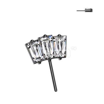 Implant Grade Titanium Threadless Push In 3 Baguette CZ Fan Forward Facing Top - Image 4