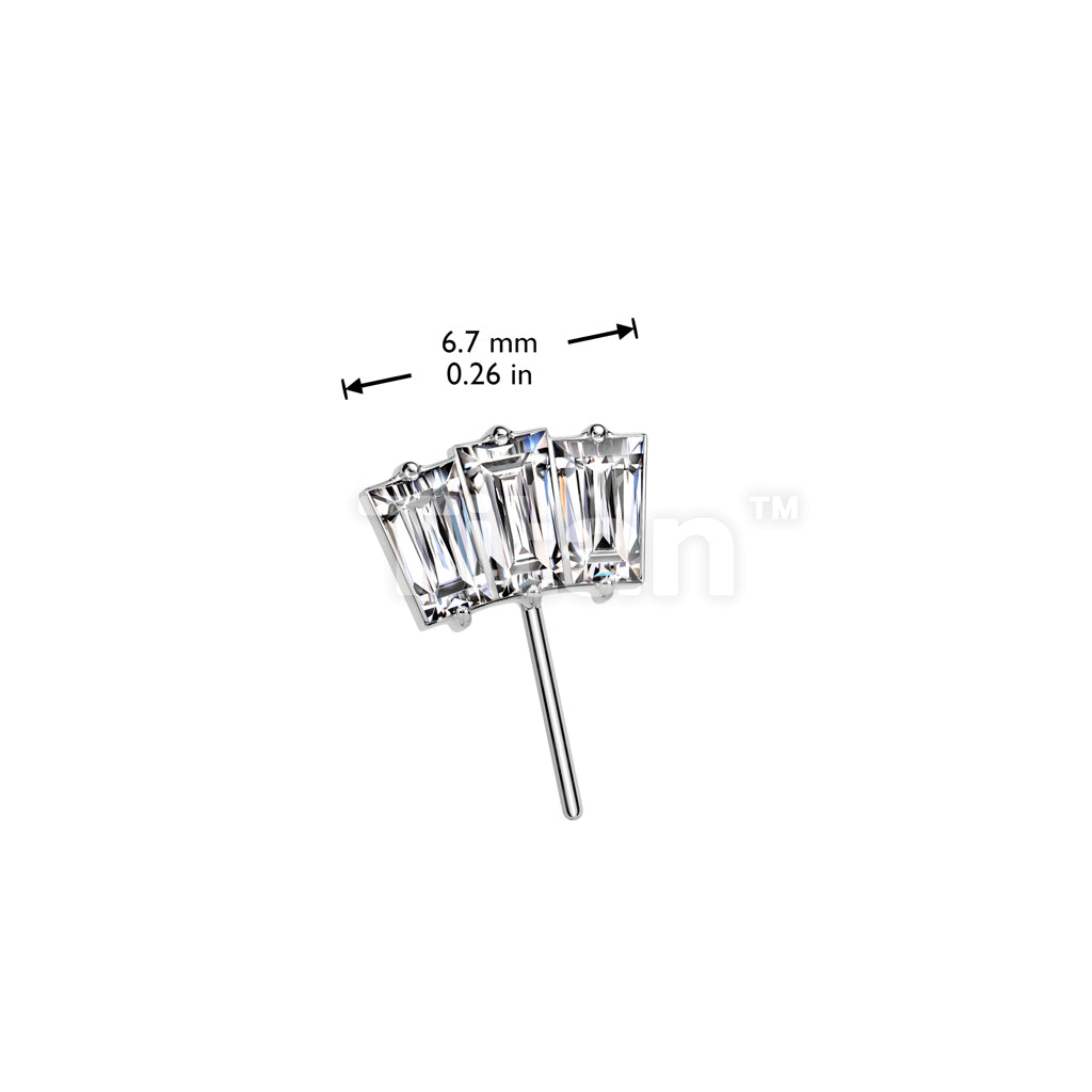 Implant Grade Titanium Threadless Push In 3 Baguette CZ Fan Forward Facing Top - Image 5