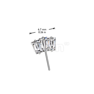 Implant Grade Titanium Threadless Push In 3 Baguette CZ Fan Forward Facing Top - Image 5