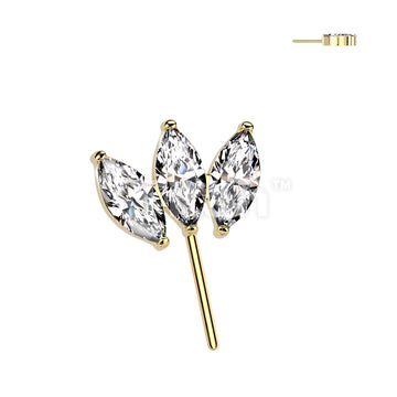 Implant Grade Titanium Threadless Push In Forward Facing Triple Marquise CZ Top - Image 3