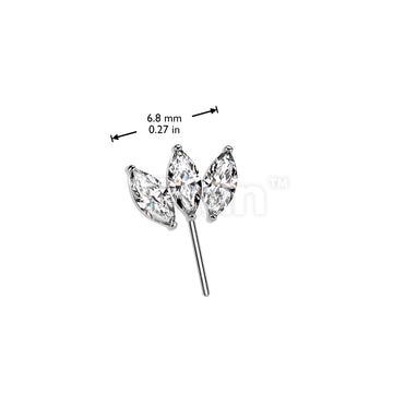 Implant Grade Titanium Threadless Push In Forward Facing Triple Marquise CZ Top - Image 4