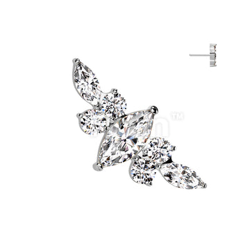 Implant Grade Titanium Threadless Push In Marquise CZ Center CZ Wing Top - Image 2