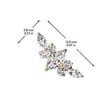 Implant Grade Titanium Threadless Push In Marquise CZ Center CZ Wing Top - Image 4