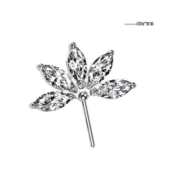 Implant Grade Titanium Threadless Push In 5 Marquise CZ Forward Facing Fan Top - Image 2