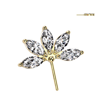 Implant Grade Titanium Threadless Push In 5 Marquise CZ Forward Facing Fan Top - Image 3