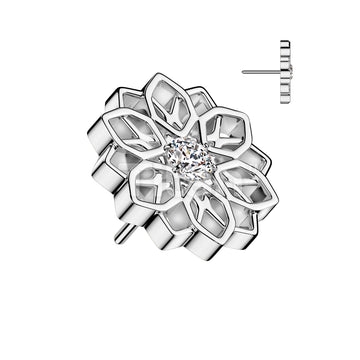Implant Grade Titanium Threadless Push In CZ Center Lotus Flower Top - Image 2