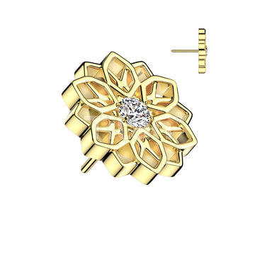 Implant Grade Titanium Threadless Push In CZ Center Lotus Flower Top - Image 3