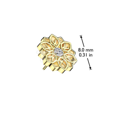 Implant Grade Titanium Threadless Push In CZ Center Lotus Flower Top - Image 4