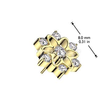 Implant Grade Titanium Threadless Push In Flower With CZ Center and Edges Top - Image 4