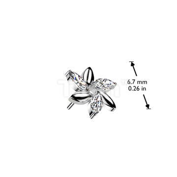 Implant Grade Titanium Threadless Push In Swirl Flower With Marquise CZ Top - Image 4