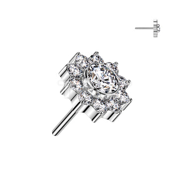Implant Grade Titanium Threadless Push In CZ Pave Flower Top - Image 2