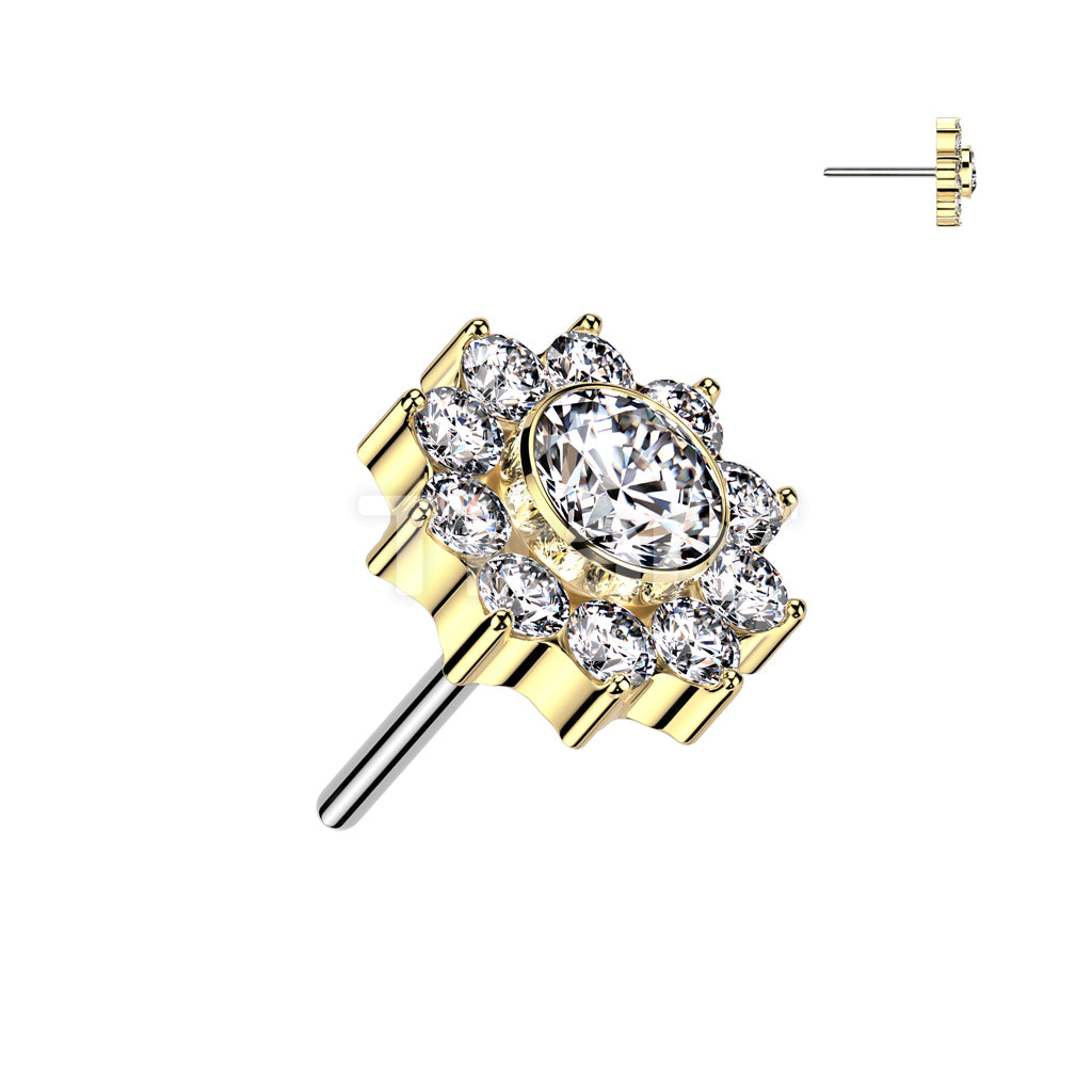 Implant Grade Titanium Threadless Push In CZ Pave Flower Top - Image 3