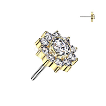 Implant Grade Titanium Threadless Push In CZ Pave Flower Top - Image 3