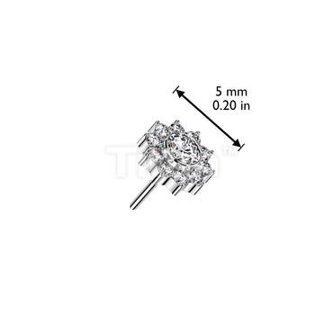 Implant Grade Titanium Threadless Push In CZ Pave Flower Top - Image 4