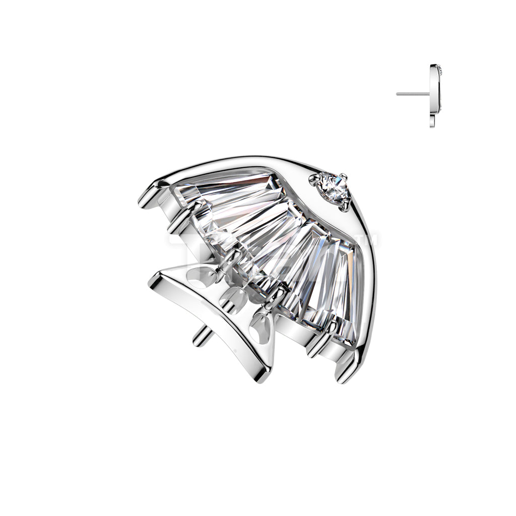 Implant Grade Titanium Threadless Push In 4 Baguette CZ or Opal Fish Body With CZ Eye Top - Image 2