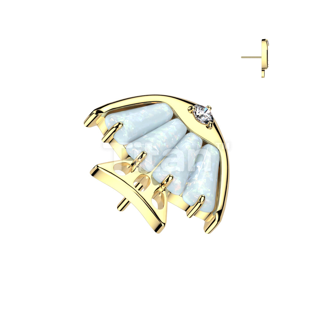 Implant Grade Titanium Threadless Push In 4 Baguette CZ or Opal Fish Body With CZ Eye Top - Image 3
