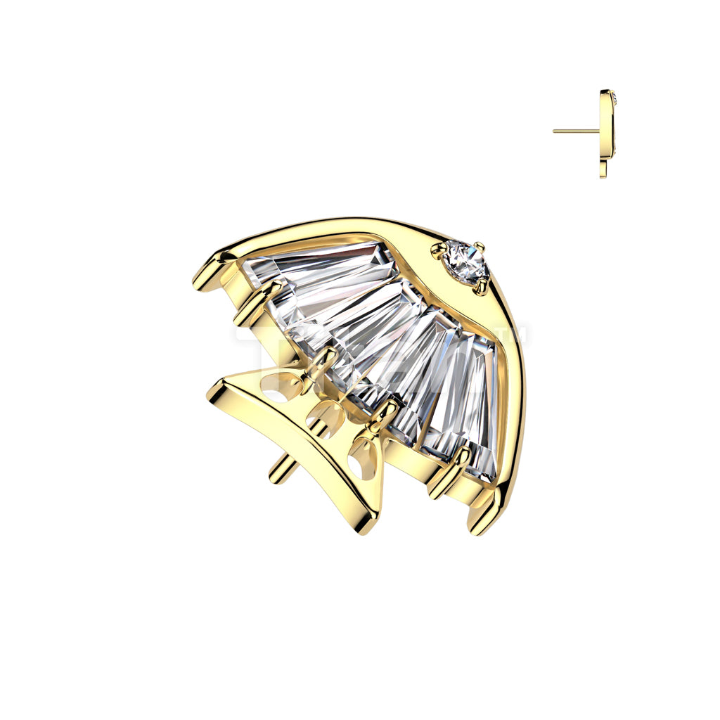 Implant Grade Titanium Threadless Push In 4 Baguette CZ or Opal Fish Body With CZ Eye Top - Image 4