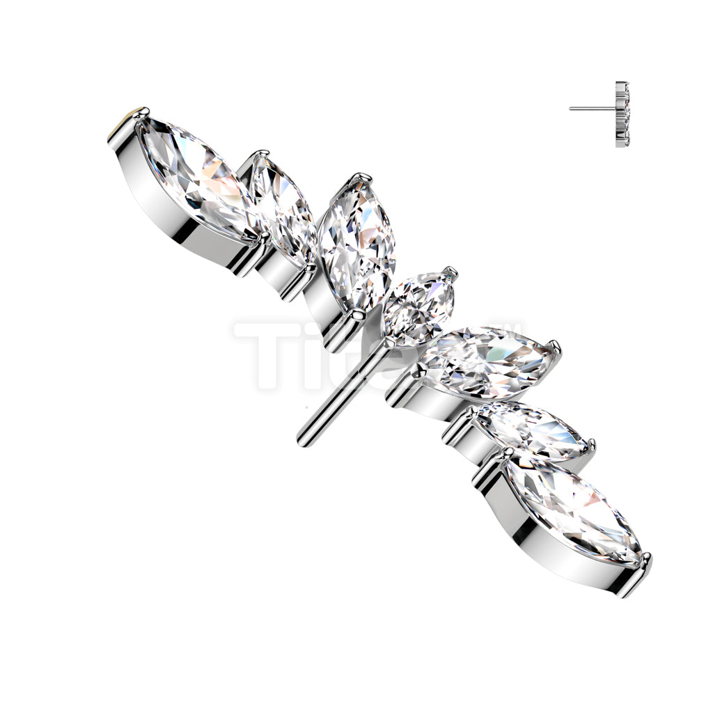 Implant Grade Titanium Threadless Push In 7 Marquise CZ Wide Fan Top - Image 2