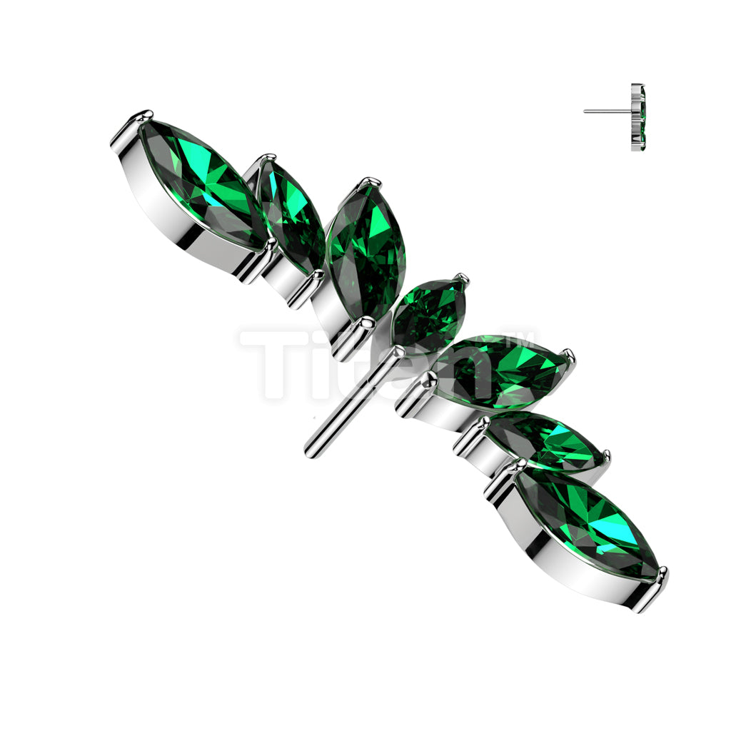 Implant Grade Titanium Threadless Push In 7 Marquise CZ Wide Fan Top - Image 3
